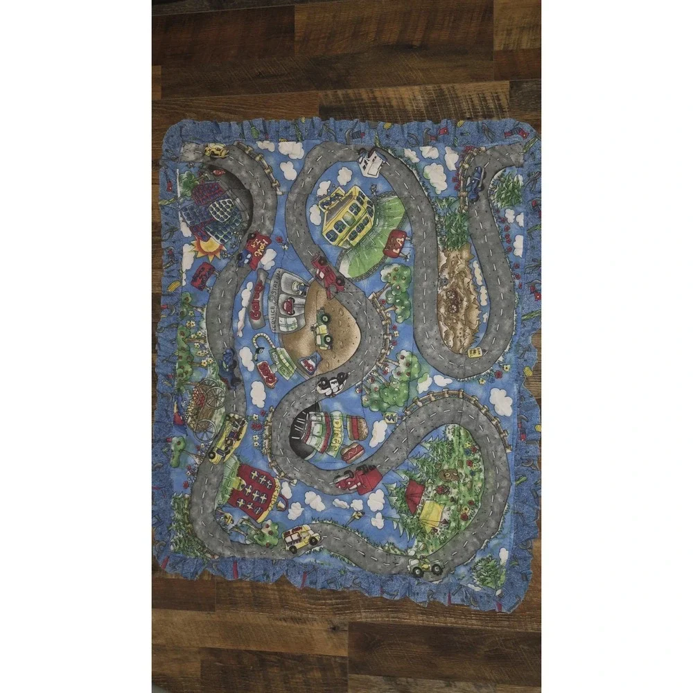 Vintage Handmade Hot Wheels Cars Boy‎ Infant Toddler Quilt Reversible